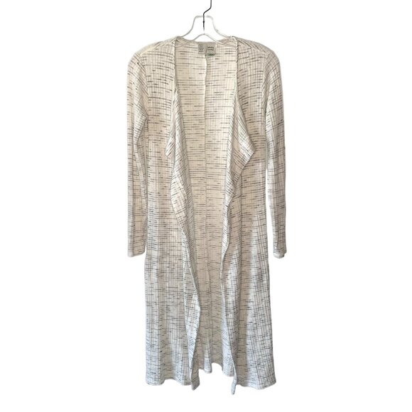 ANTHROPOLOGIE SATURDAY SUNDAY White + Gray Ribbed Knit Open-Front Cardigan XS - Picture 4 of 10